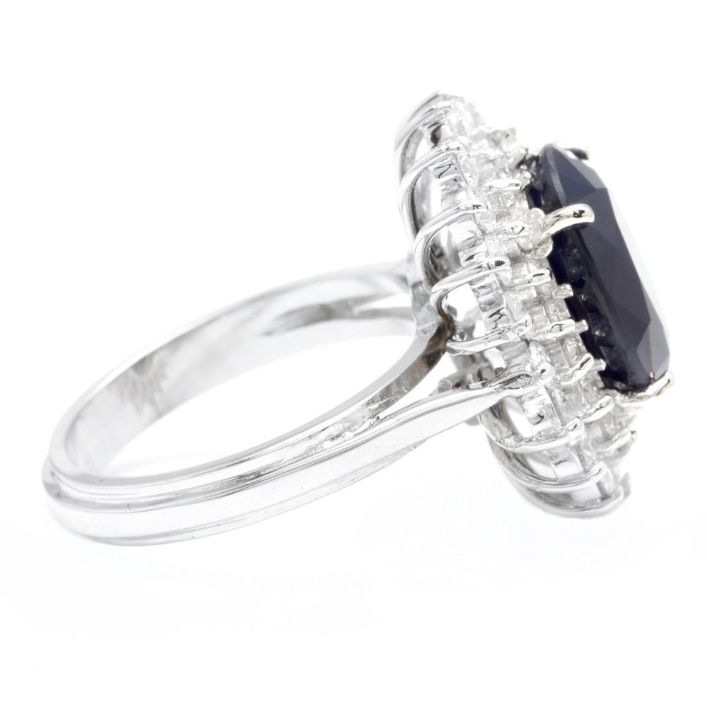 8.40 Ct Natural Sapphire & Diamond 14KW Gold Ring - Picture 3 of 8